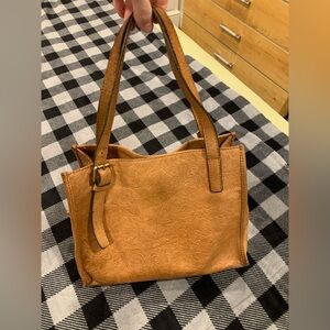 Elegant Tan Embossed Women's Handbag